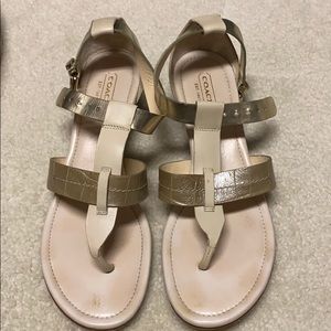 Coach gold and cream sandals size 8.5